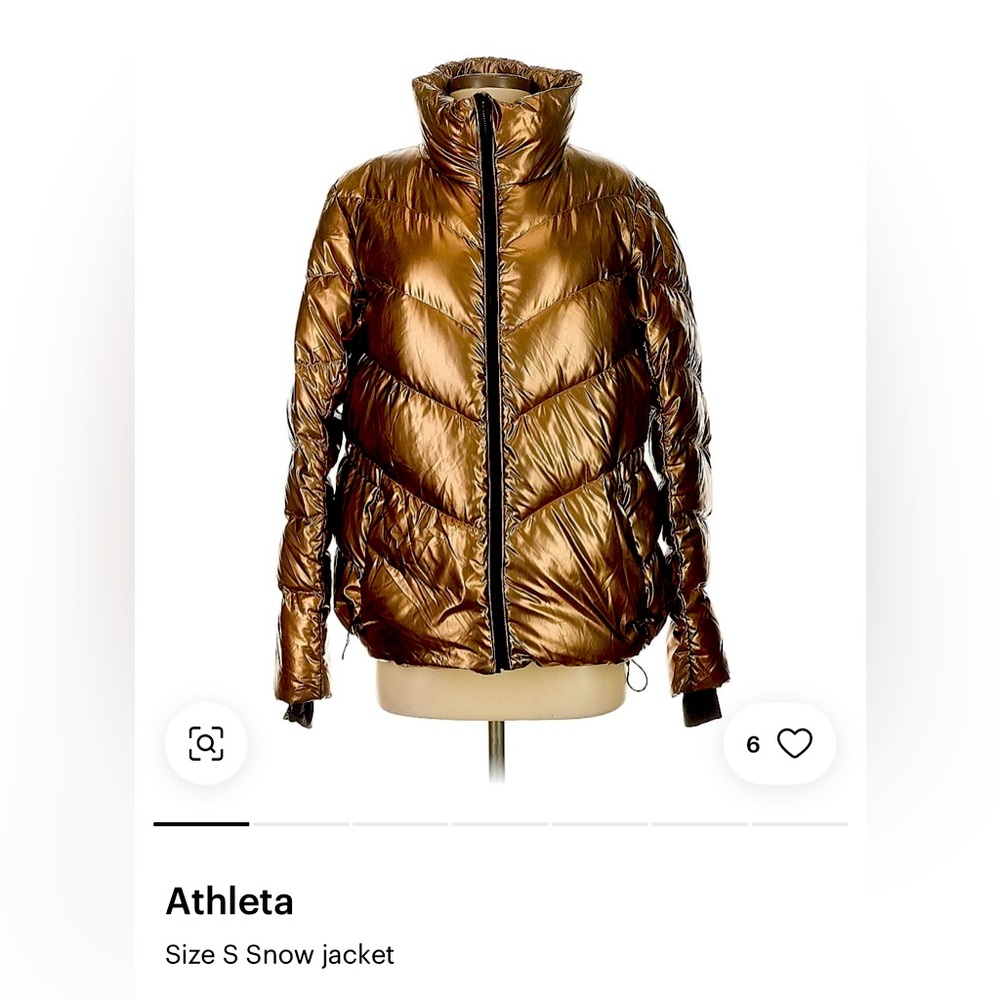 Athleta Shiny Bronze Puffer Jacket size S